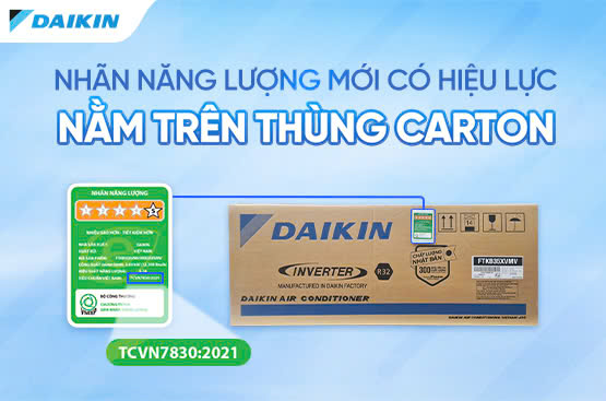 Thông báo thay đổi nhãn năng lượng trên máy Điều Hòa Không Khí Daikin
