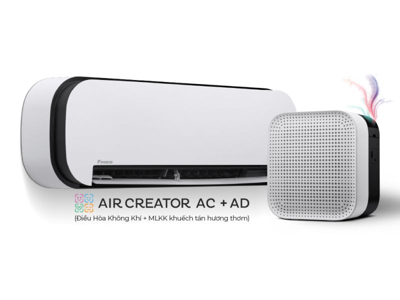 AIR CREATOR - Bộ đ&ocirc;i Điều H&ograve;a 1.5HP v&agrave; M&aacute;y lọc kh&ocirc;ng kh&iacute; khuếch t&aacute;n hương thơm (Trắng) - Trắng