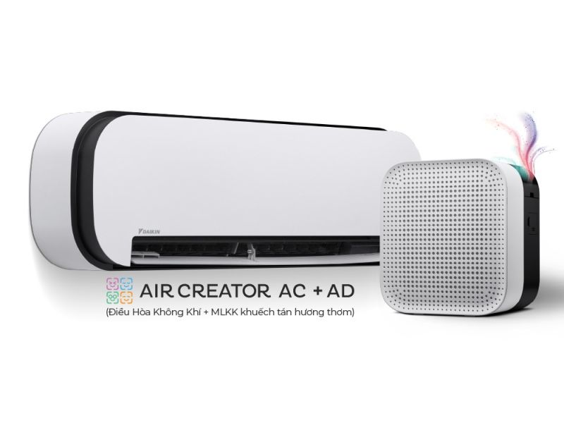 AIR CREATOR - Bộ đ&ocirc;i Điều H&ograve;a 1HP v&agrave; M&aacute;y lọc kh&ocirc;ng kh&iacute; khuếch t&aacute;n hương thơm (Trắng) - Trắng