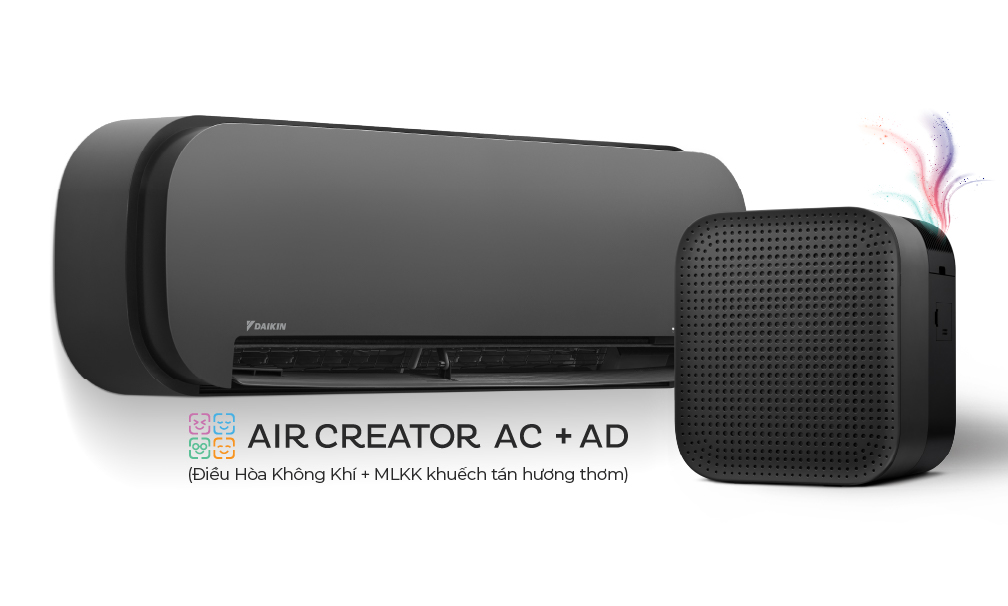 AIR CREATOR - Bộ đ&ocirc;i Điều H&ograve;a 1HP v&agrave; M&aacute;y lọc kh&ocirc;ng kh&iacute; khuếch t&aacute;n hương thơm (Đen) - Đen
