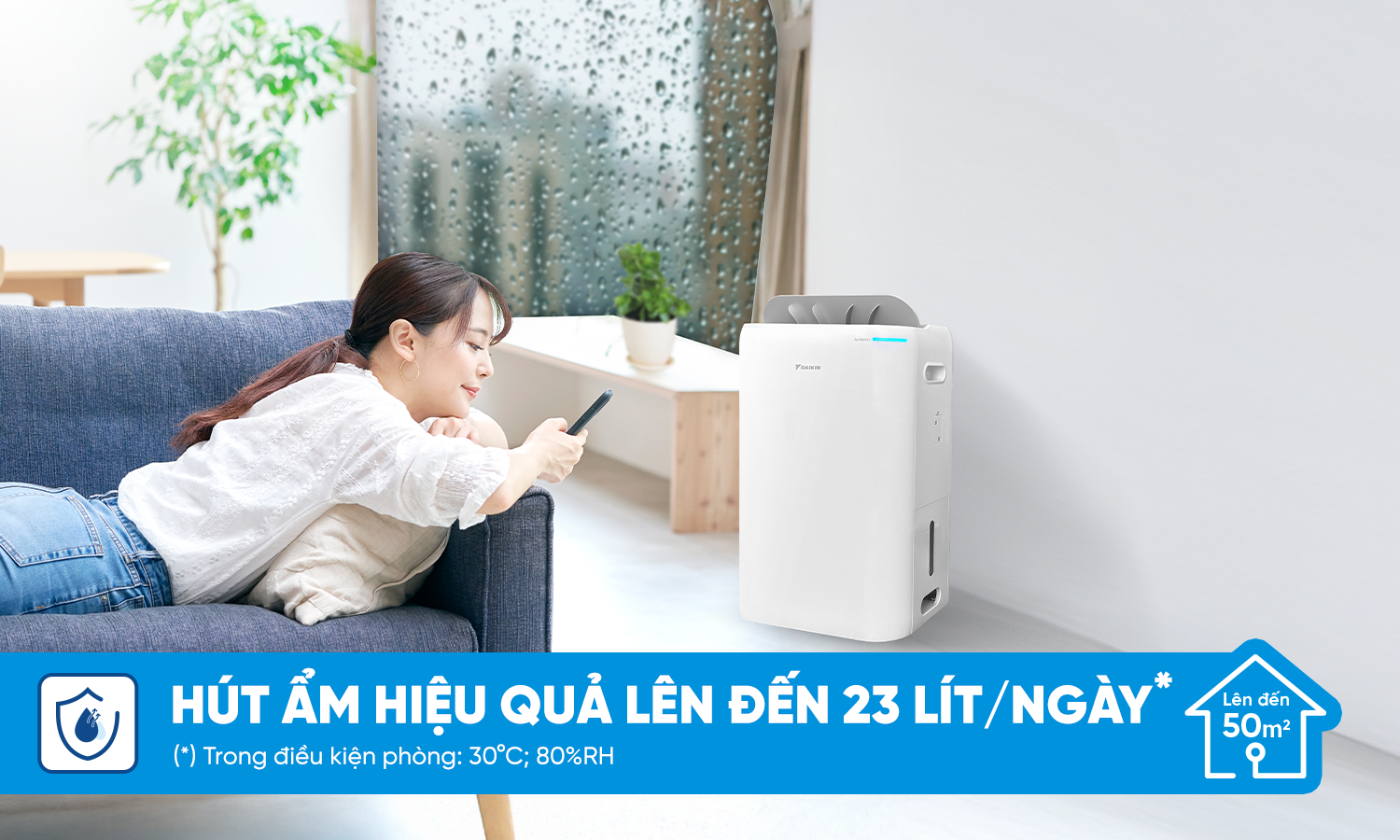 Hút ẩm đến 23 lít/ngày