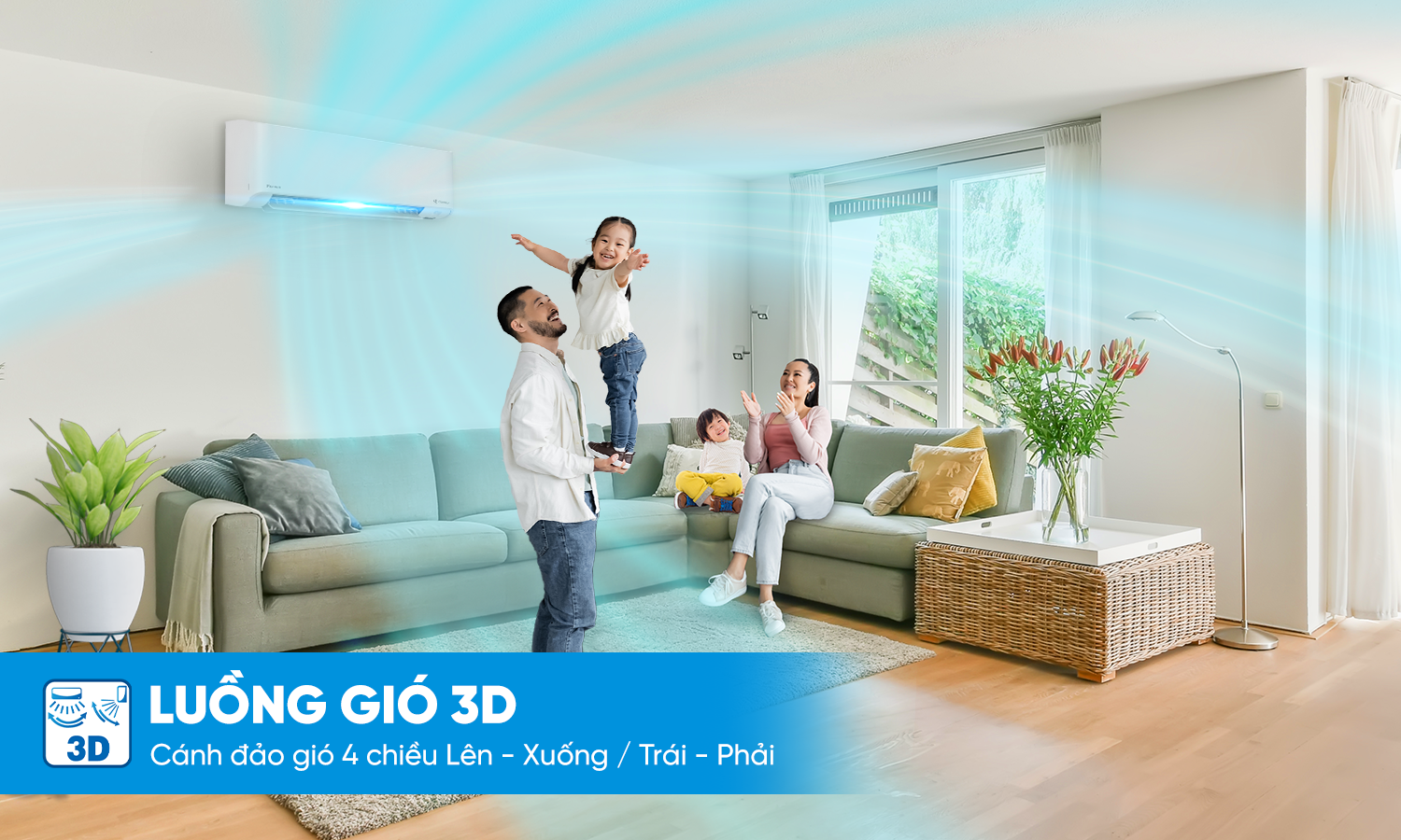 Mát l&agrave;nh lan tỏa nhờ luồng gi&oacute; 3D và lu&ocirc;̀ng gió thoải mái